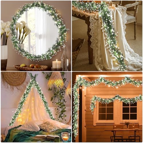 RECUTMS Greenery Vines Garland with Lights 3 Pack