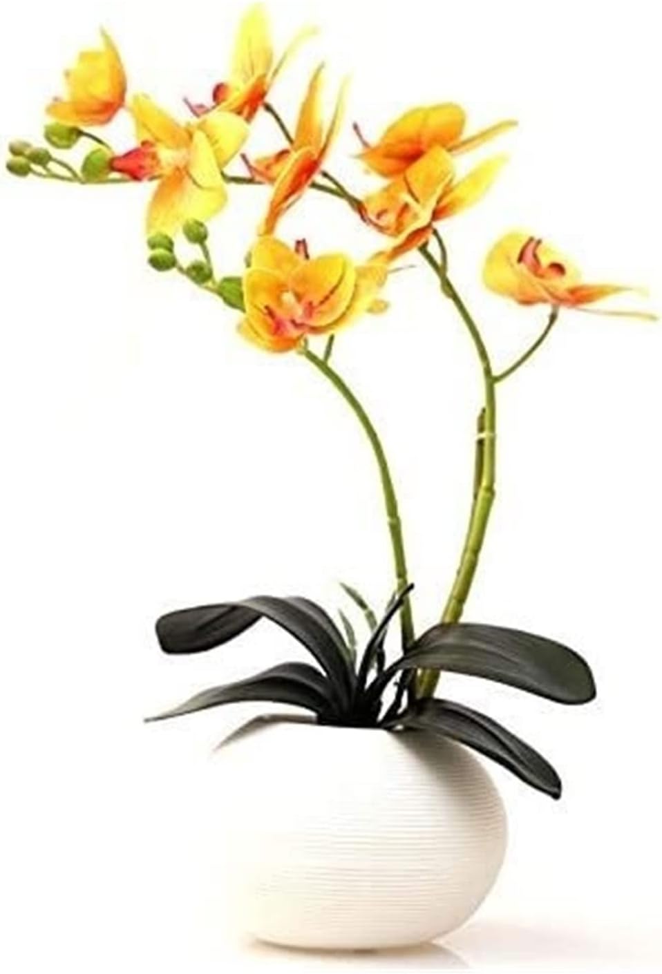 Artificial Flowers in Ceramic Vase Silk Orchid Bonsai Decor