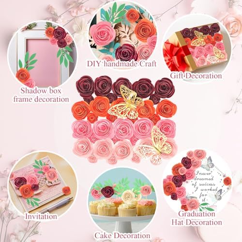 36 Pcs 3D Artificial Roses Paper Flowers for DIY Crafts