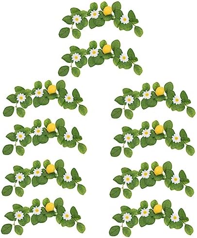 2pcs Artificial Lemon Garland with Dried Slices and Green Leaves