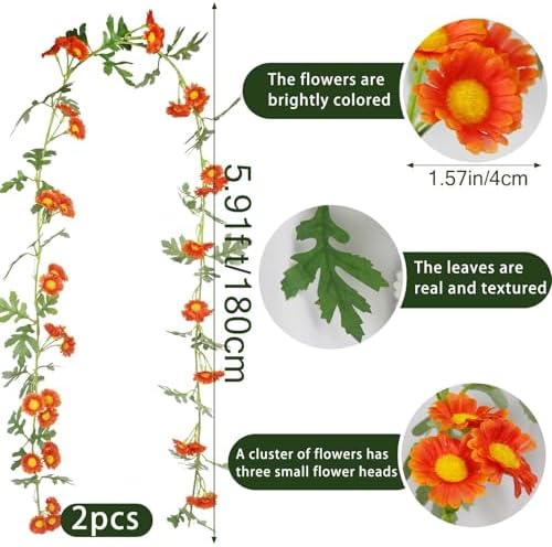 2 Pcs Wildflower Garland for Spring and Summer Decor