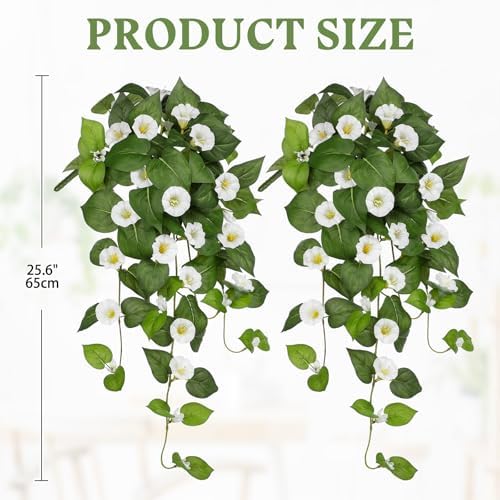 Briful Artificial Hanging Flowers 2 Pack White