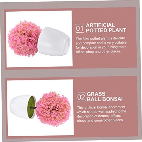 2Pcs Artificial Cherry Blossom Bonsai for Home Office Decor