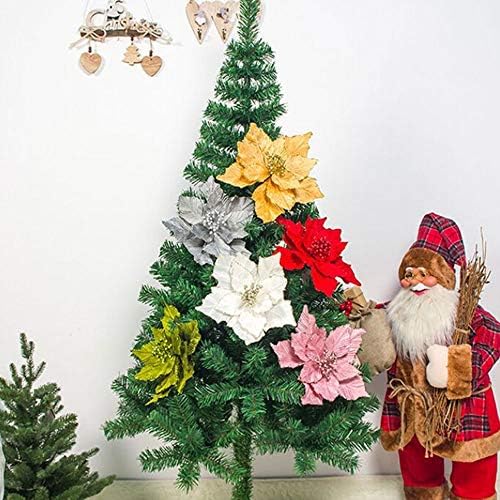 Glitter Velvet Poinsettia Flower Picks 6 Pack