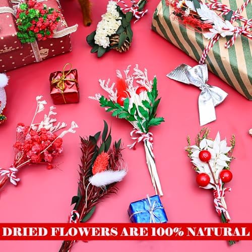 VAIPI 10 Pack Christmas Decor Mini Dried Flower Bouquets