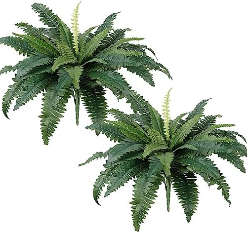 TOCHGREEN Artificial Ferns 2pcs Outdoor Decor 30 Diameter