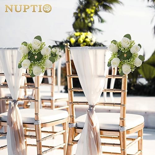NUPTIO 6 Pcs Artificial Rose Wreaths for Wedding Centerpieces