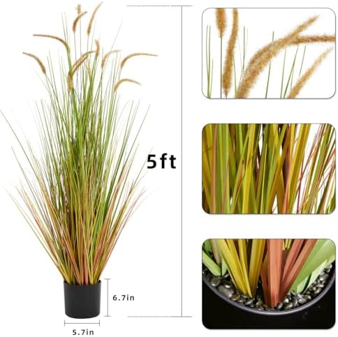 KOL 5ft Artificial Horsetail Reed Grass 2-Pack