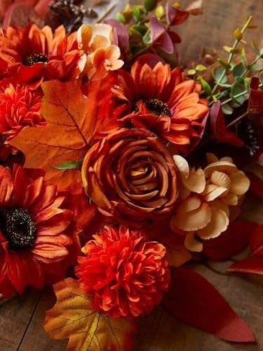 Annas Whimsy Artificial Fall Flower Bouquet with Pumpkins