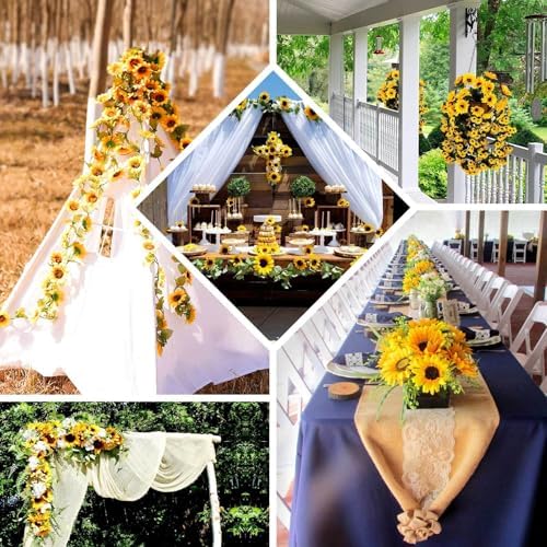 Efavormart 22 Inch Artificial Sunflower Vine Bush Decor