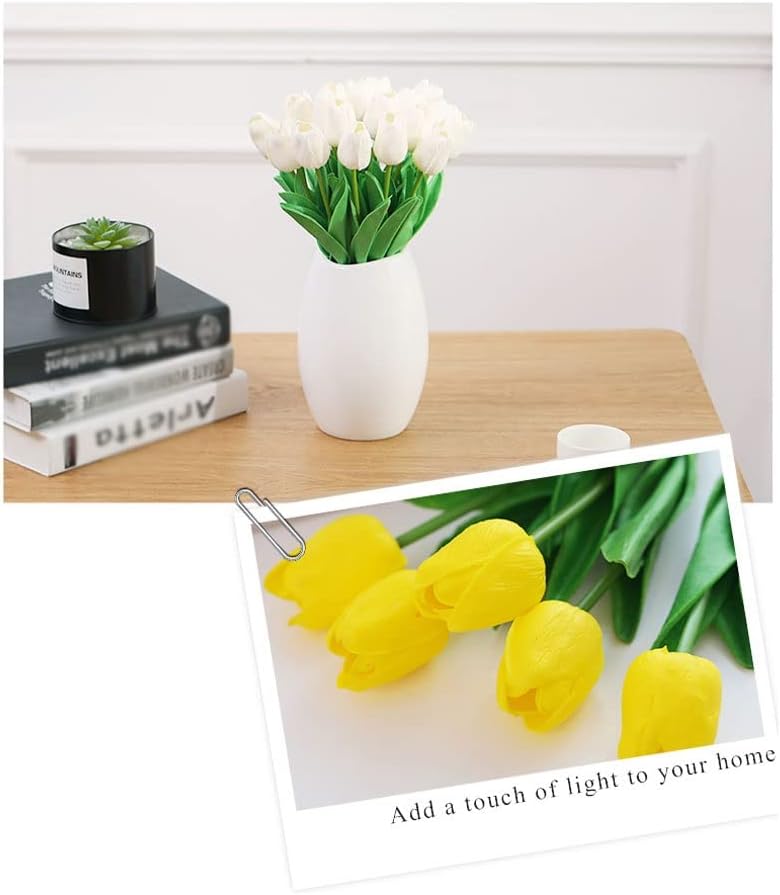 Real Touch Artificial Tulip Flowers with Vase Bouquet Set