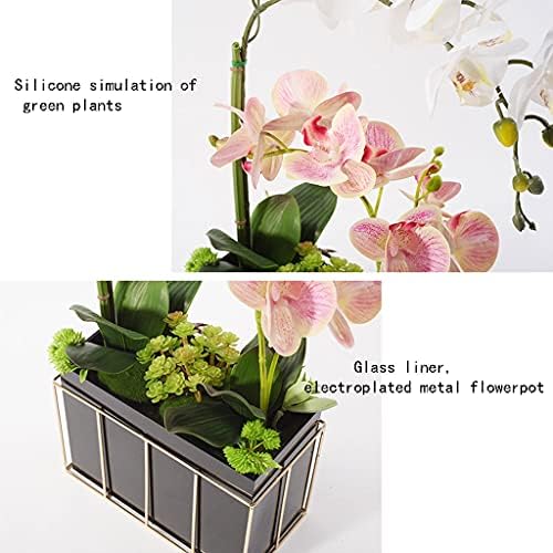 Artificial Phalaenopsis Bouquet with Glass Vase for Home and Office