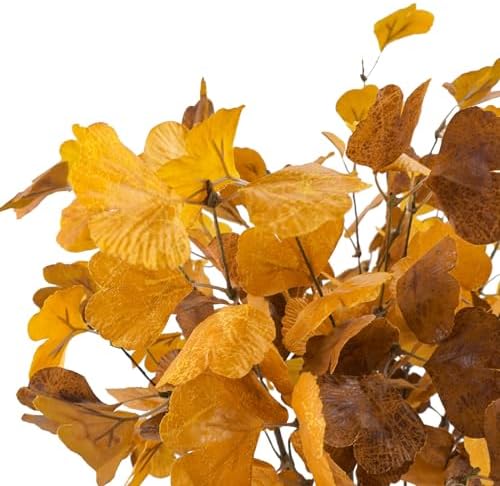 6 Pcs Artificial Ginkgo Leaves Stems for Autumn Decorations