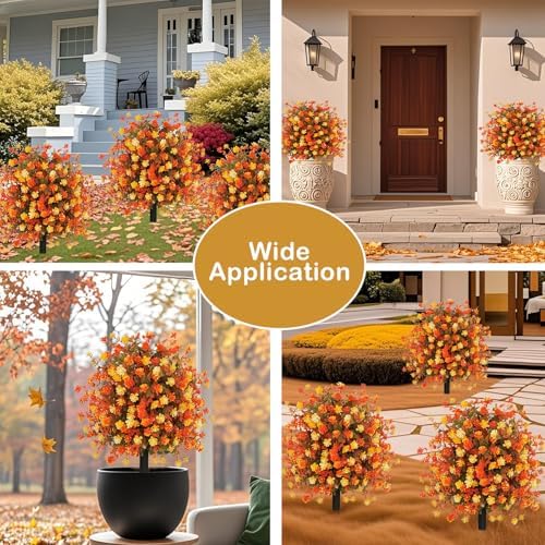 Fall Boxwood Topiary Ball Artificial Plants Set of 2