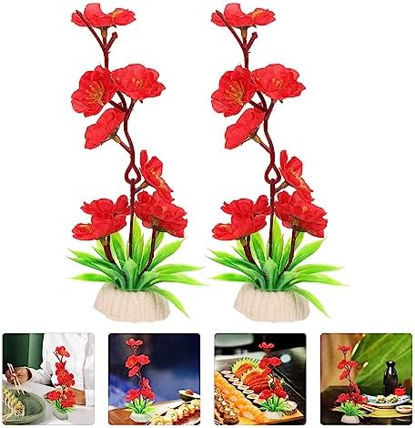HOMSFOU 2Pcs Artificial Flower Sushi Plate Decoration