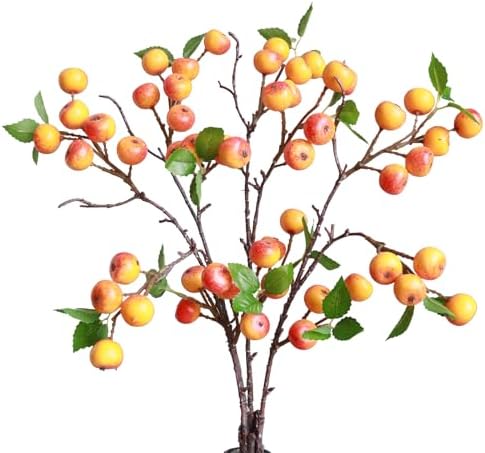 Forlaoers 4Pcs 216 Inch Orange Artificial Flowers with Branches