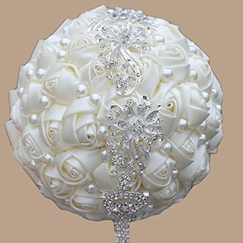 Artificial Flower Wedding Bouquet with Tassels and Rhinestones