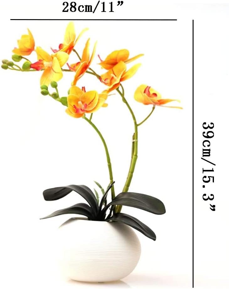 Artificial Flowers in Ceramic Vase Silk Orchid Bonsai Decor
