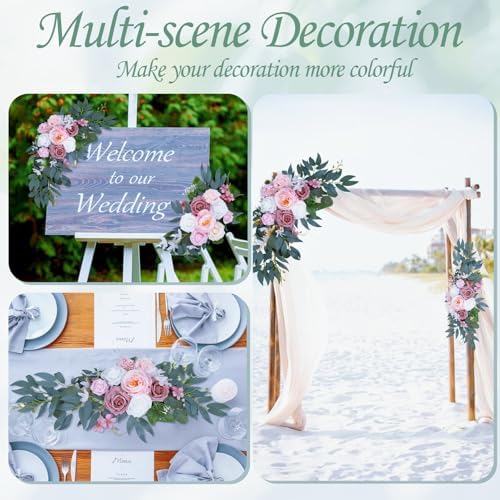Pink Artificial Flower Wedding Arch Decor 2PCS