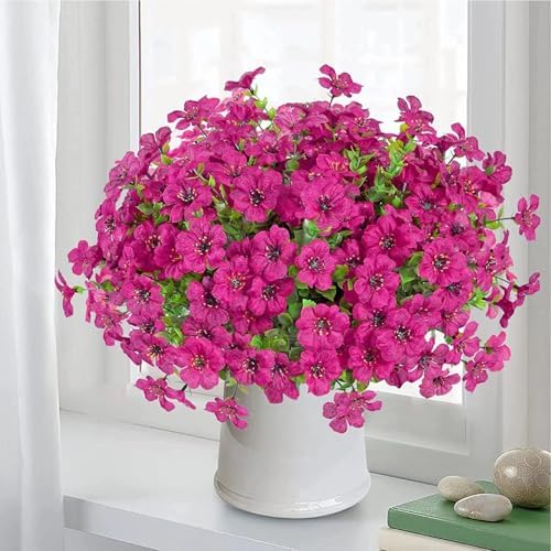 Schedulty Artificial Flowers 18 Bundle UV Resistant Fake Wild Flower Bouquets