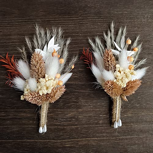 Dried Flowers Boutonniere Set for Men Wedding