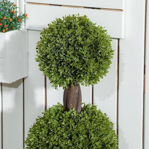 HOMCOM Artificial Plants Set of 2 Green Boxwood Trees