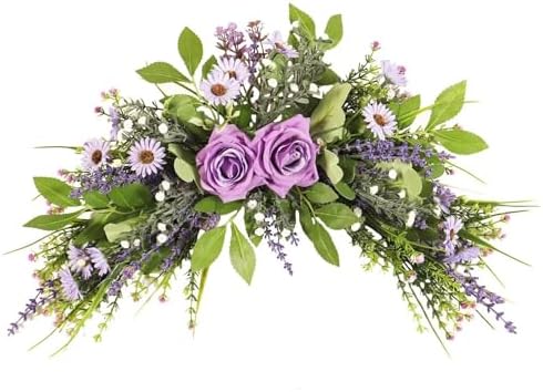Lovmeety Artificial Spring Daisy Swag with Green Leaves