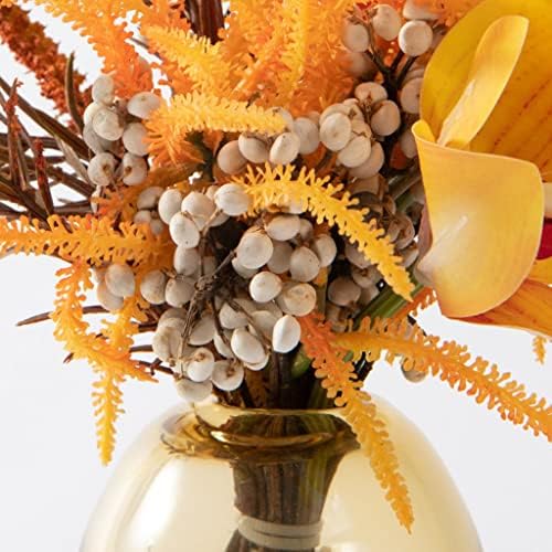 LMJYU Artificial Flowers in Glass Vase Autumn Wedding Christmas Decor
