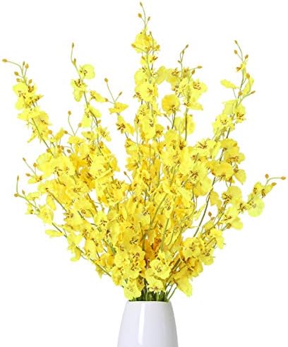 Kisflower 12Pcs Yellow Artificial Orchids for Wedding Decor