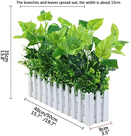 Realistic Artificial Potted Plants in Rectangular Wooden Planter Box