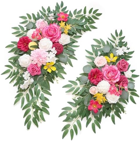 Artificial Wedding Arch Flowers Kit Bright Pink