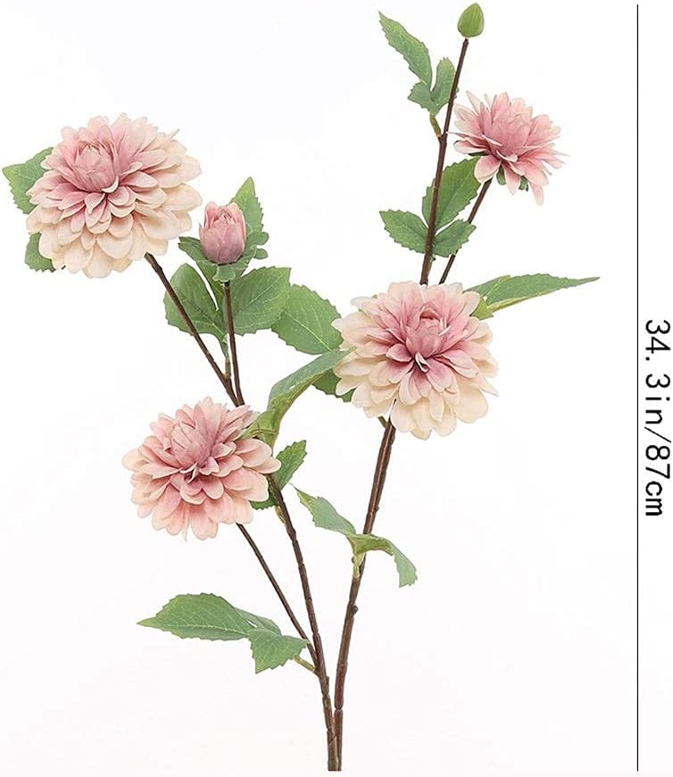 Dahlia Artificial Flower with Leaves 343in for Home Decor