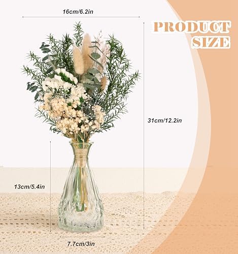 VAIPI Dried Flowers Bouquet with Glass Vase