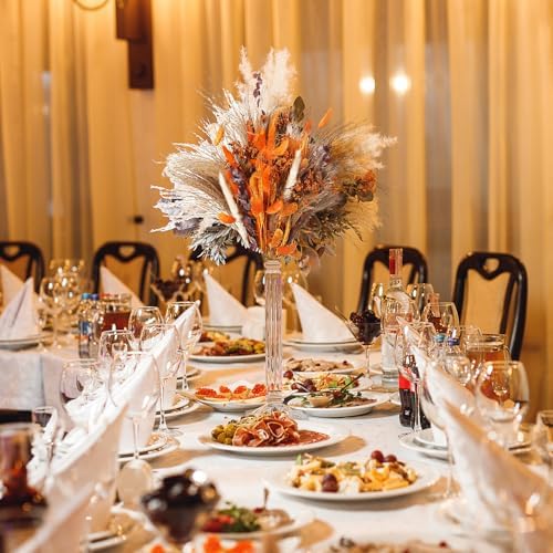 120 Pcs Orange Dried Pampas Grass Autumn Bouquet Decor