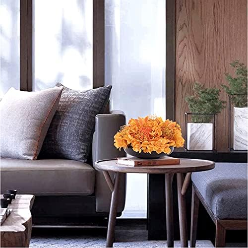 Orange Artificial Bonsai with Black Vase Farmhouse Decor