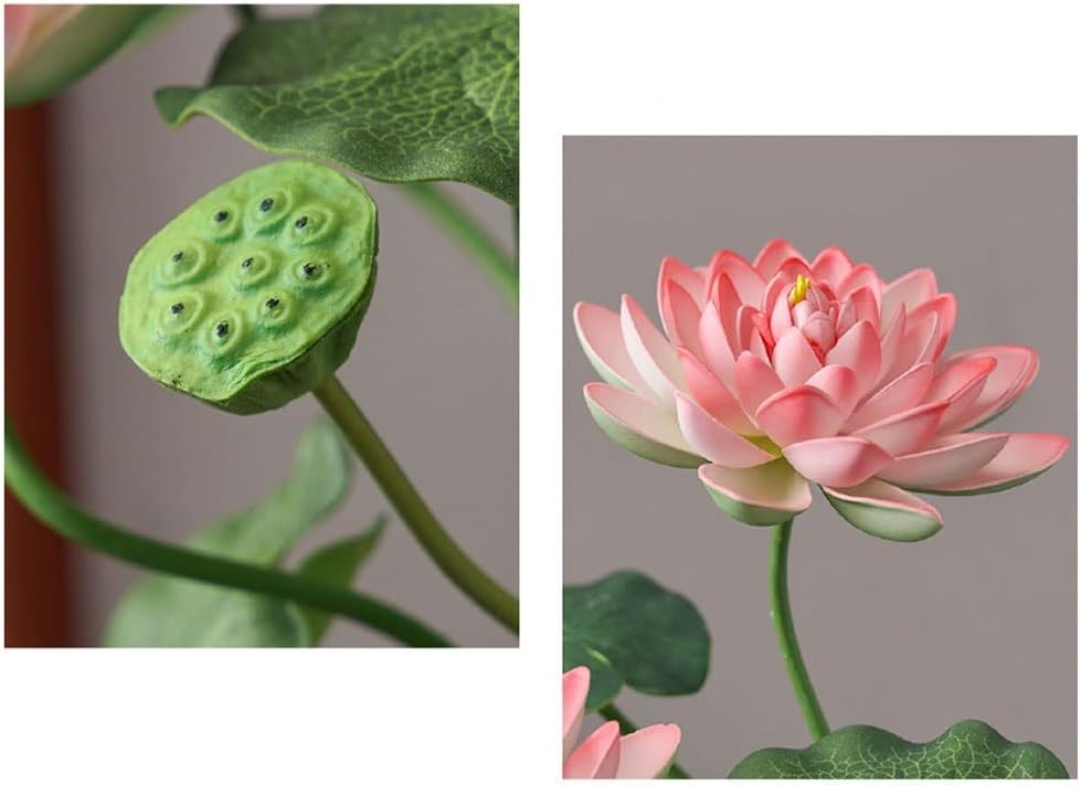 Artificial Lotus Flowers with Vase Real Touch Home Decor