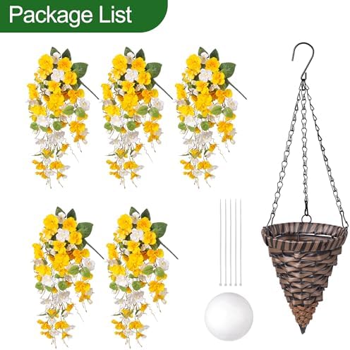 HyeFlora Artificial Hanging Hibiscus Flower Basket