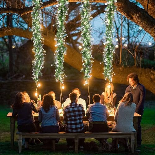 RECUTMS Greenery Vines Garland with Lights 3 Pack