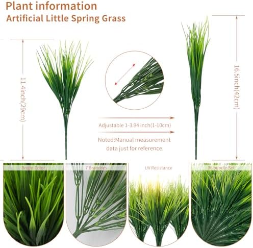 36 Bundles Artificial Wheat Grass UV Resistant Fake Plants for Garden