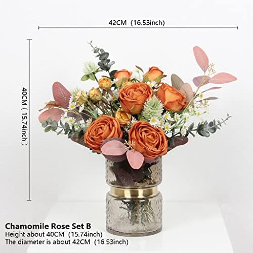 Artificial Silk Flowers with Vase for Home Decor