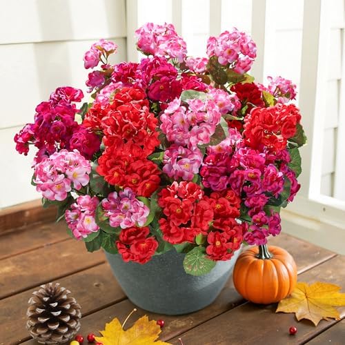 HyeFlora Artificial Geraniums with 6 Bundles