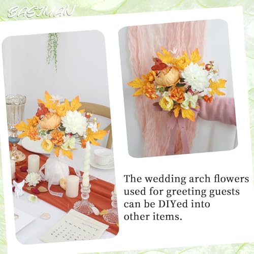2pcs Dark Orange Wedding Arch Flowers Decor