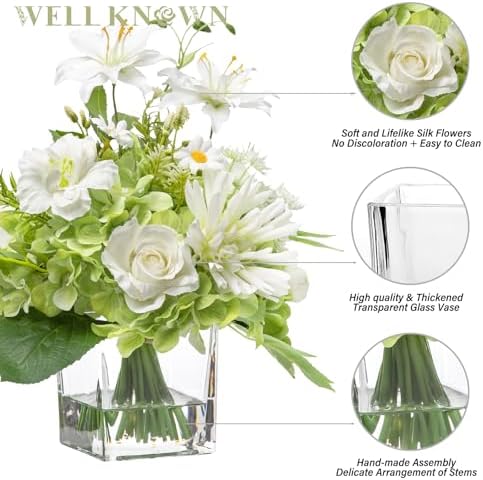 Artificial Flowers in Glass Vase with Fake Water