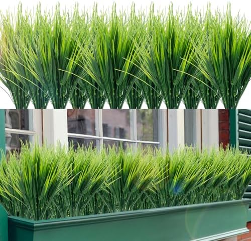 36 Bundles Artificial Wheat Grass UV Resistant Fake Plants for Garden