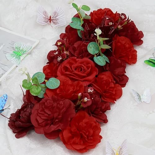 Silk Rose Arch Centerpiece - Wine Red 2086x944 Inch
