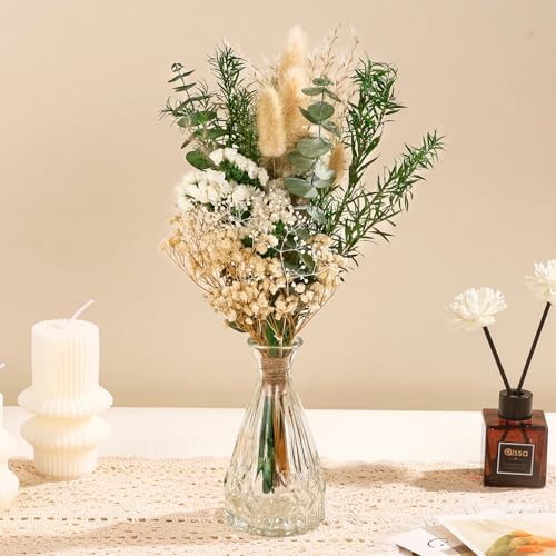 VAIPI Dried Flowers Bouquet with Glass Vase