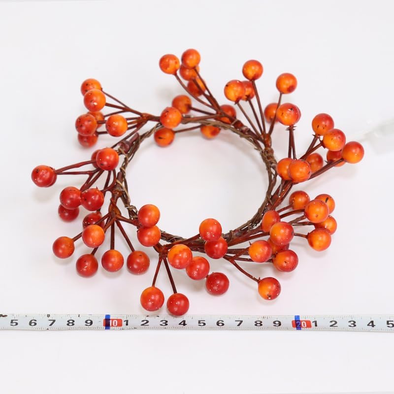 2 Pack Artificial Orange Berry Candle Wreaths