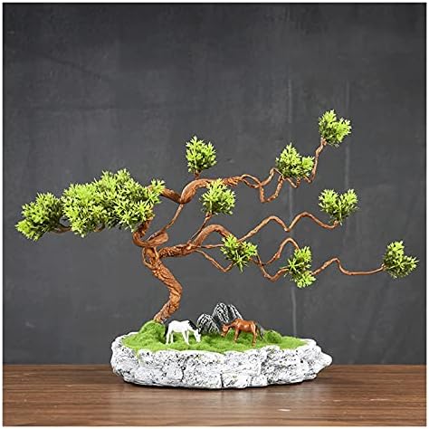 Artificial Pine Bonsai Tree 9 Inches Fake Plant Potted for Windowsill