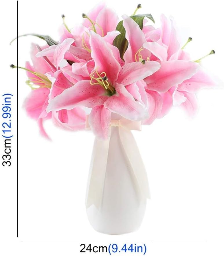Artificial Lily Bouquet with Vase for Home Decor