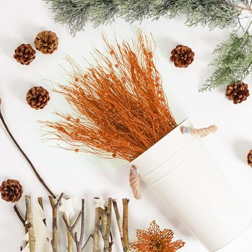 SLKING 16-Pack Glitter Berry Stem Ornaments for Christmas